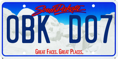 SD license plate 0BKD07