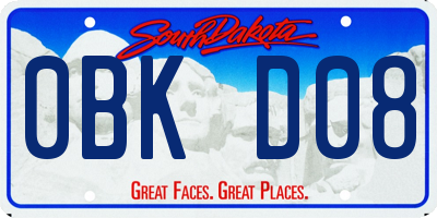 SD license plate 0BKD08