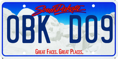 SD license plate 0BKD09