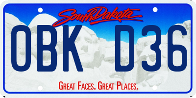 SD license plate 0BKD36