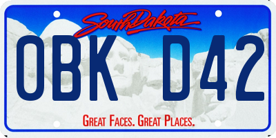 SD license plate 0BKD42