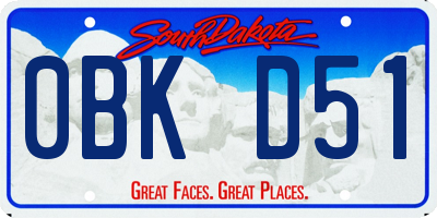 SD license plate 0BKD51