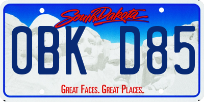 SD license plate 0BKD85