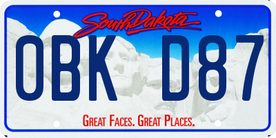 SD license plate 0BKD87