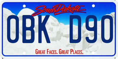 SD license plate 0BKD90