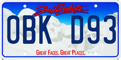 SD license plate 0BKD93