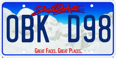 SD license plate 0BKD98