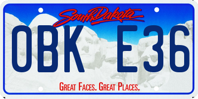 SD license plate 0BKE36