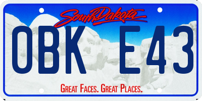 SD license plate 0BKE43