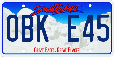 SD license plate 0BKE45