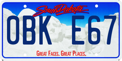 SD license plate 0BKE67