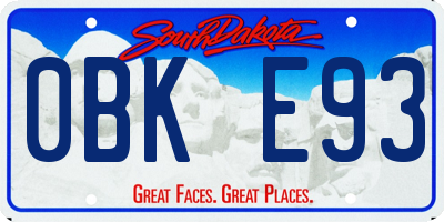 SD license plate 0BKE93