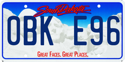 SD license plate 0BKE96
