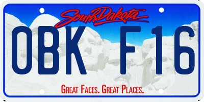 SD license plate 0BKF16