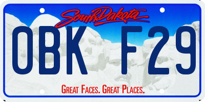 SD license plate 0BKF29