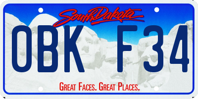 SD license plate 0BKF34