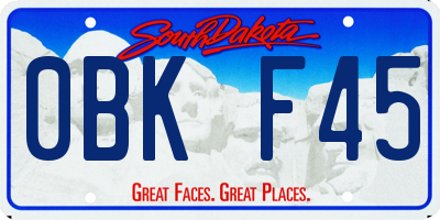 SD license plate 0BKF45
