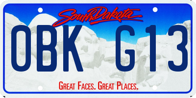 SD license plate 0BKG13