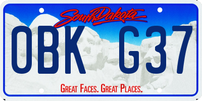 SD license plate 0BKG37