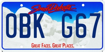 SD license plate 0BKG67