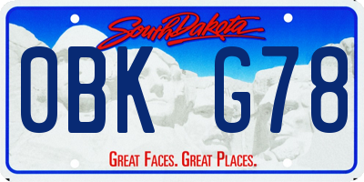 SD license plate 0BKG78