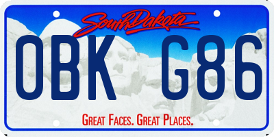 SD license plate 0BKG86