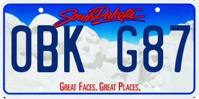SD license plate 0BKG87