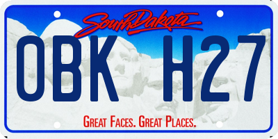 SD license plate 0BKH27