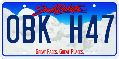 SD license plate 0BKH47