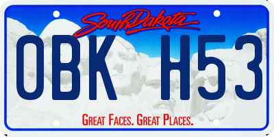 SD license plate 0BKH53