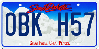 SD license plate 0BKH57