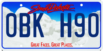 SD license plate 0BKH90