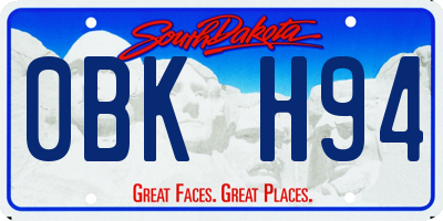 SD license plate 0BKH94
