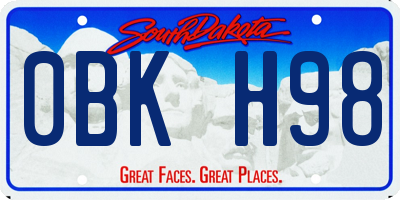SD license plate 0BKH98