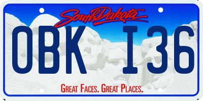 SD license plate 0BKI36