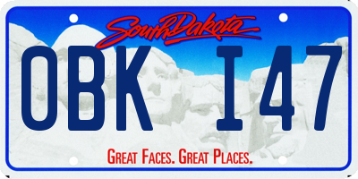 SD license plate 0BKI47