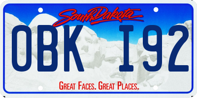 SD license plate 0BKI92