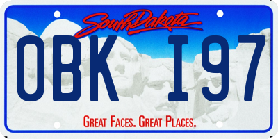 SD license plate 0BKI97