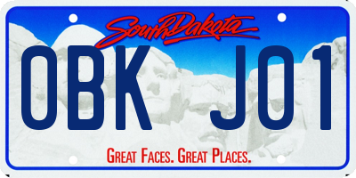 SD license plate 0BKJ01