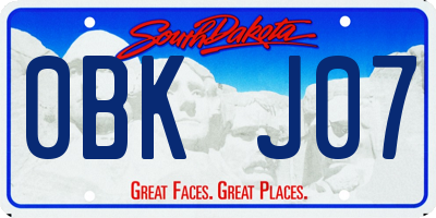 SD license plate 0BKJ07