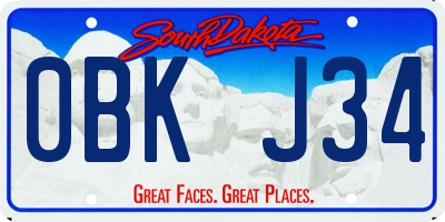 SD license plate 0BKJ34