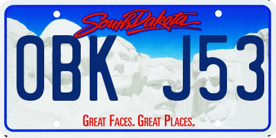 SD license plate 0BKJ53