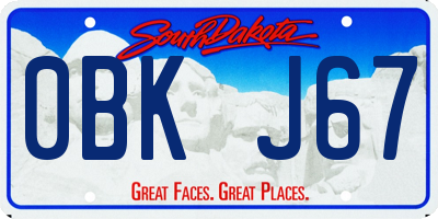 SD license plate 0BKJ67
