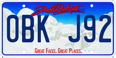 SD license plate 0BKJ92