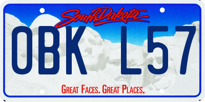 SD license plate 0BKL57