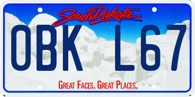 SD license plate 0BKL67