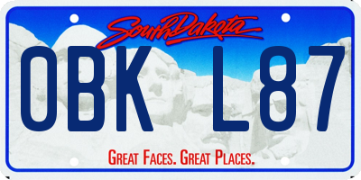 SD license plate 0BKL87