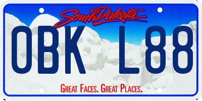 SD license plate 0BKL88