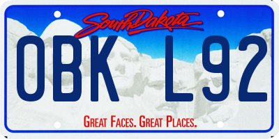 SD license plate 0BKL92