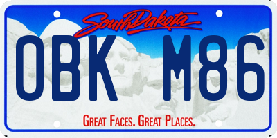 SD license plate 0BKM86